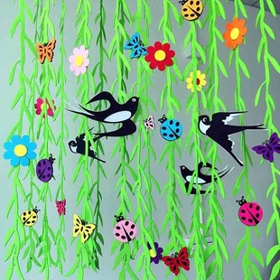 幼儿园空中教室走廊环境布置装饰品材料创意挂件吊饰挂饰柳条燕子