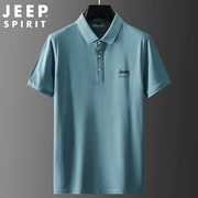 jeep短袖t恤男翻领，polo衫夏季纯色，商务休闲宽松大码运动半袖体恤
