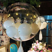透明正圆形气球耐久球，透明波波球玫瑰婚庆生日，周岁百天双层球中球