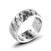 男士素圈戒指镂空锁链创意，生日礼物女简约光面，钛钢饰品指环sa147