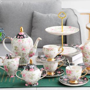北欧轻奢骨瓷咖啡杯碟下午茶具陶瓷水具花茶器咖啡具套装客厅家用