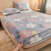 珊瑚绒床笠床罩双人法兰绒，防滑固定全包，床单加厚席梦思床垫保护套