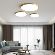 极简北欧LED吸顶灯金色圆形卧室灯现代简约客厅灯室内照明灯具