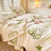 冬季牛奶绒毛毯沙发盖毯法兰绒双层加厚珊瑚绒办公室午睡儿童毯子