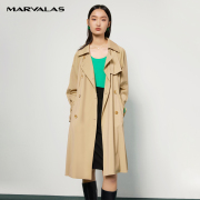 曼德诗风衣女2025春秋新款双排扣英伦风宽松气质韩版大衣春秋外套