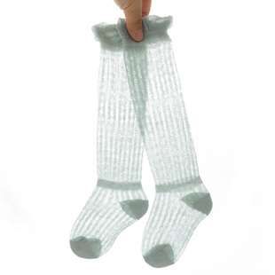 婴儿袜子夏季超薄款新生儿过膝长筒袜松口宝宝棉袜透气空调防蚊袜