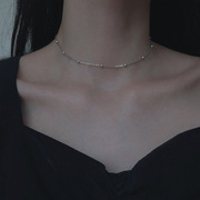 电镀925纯银圆珠项链，小众设计ins简约颈链，女短款锁骨链网红潮饰品