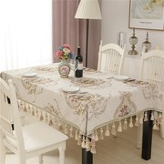 茶几桌布椭圆形客厅，欧式奢华长方形家用台布，正方形方桌布艺餐