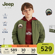 jeep童装男童外套2024秋冬款夹棉棒球服复古飞行夹克儿童棉服