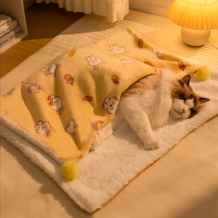猫窝冬季保暖毛毯猫咪毯子宠物猫咪用睡垫冬天被子狗狗床秋冬垫子