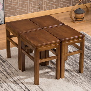 实木餐桌凳长方凳家用高方凳(高方凳，)课桌凳简约客厅板凳中式加厚榫卯凳子