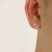 YiJian Studio 925纯银闪电小耳钉单只男生时尚简约双折雷电造型
