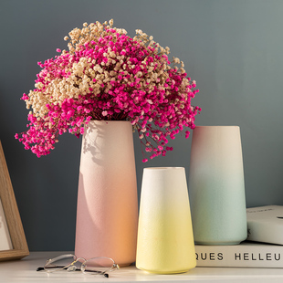 创意北欧干花艺术花瓶摆件陶瓷，客厅装饰餐桌百合，鲜花插花水培器皿