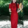 长款红色蕾丝旗袍国风新中式新娘敬酒礼服结婚小个子年轻款少女夏