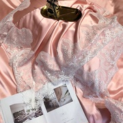 欧式奢华轻奢丝滑粉色蕾丝床上用品别墅样板房婚庆结婚四件套床品