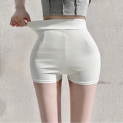 白色短裤女夏2023韩版高腰，紧身弹力包臀休闲裤，性感外穿热裤黑