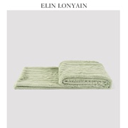 ELIN LONAYAIN现代简约蜜瓜绿色仿兔毛条纹搭毯样板房床尾毯披毯