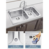 。摩恩水槽双槽套餐，304不锈钢拉丝厨房，洗菜盆洗碗池水池sk28106sl