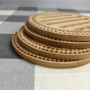 竹制家用隔热垫加厚餐桌防烫台面，碗垫雕刻图案大号锅垫杯垫盘垫