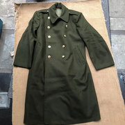 军绿色羊毛呢大衣中国风复古长款呢子风衣单排扣冬季老年军迷收藏
