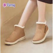pansy日本女靴加绒保暖羊毛短靴，妈妈棉鞋靴子冬季雪地靴加厚女鞋