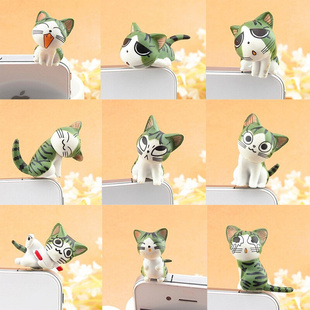 智能手机 立体绿色起司猫私房猫卡通义乌手机防尘塞