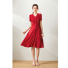 夏季v领红色大裙摆连衣裙，波点高端大气，时尚法式仙女裙收腰裙