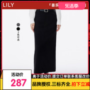 龙年限定LILY2024春含绵羊毛通勤显瘦高腰铅笔裙半身裙