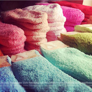 秋冬女袜 加厚保暖珊瑚绒地板袜子 毛巾材质彩色糖果袜