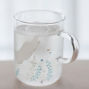 zakka杯子日式玻璃杯带把带盖耐热家用水杯创意可爱简约透明茶杯