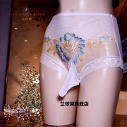 日系花朵性感蕾丝内裤男士带jj套提臀薄情趣透明弹分离三角内裤