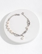 天然珍珠丝巾设计系列，款纯银珍珠手链丝巾，设计镶嵌天然珍珠法式