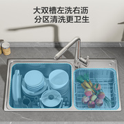 。九牧水槽双槽厨房304不锈钢家用洗菜盆水池洗碗盆龙头套餐06122