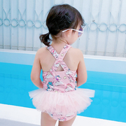 宝宝泳衣女可爱婴幼儿女孩儿童泳衣连体韩国公主裙式吊带2024