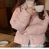 白鸭绒(白鸭绒)粉色，羽绒服女短款冬季新韩版宽松加厚小个子面包服外套