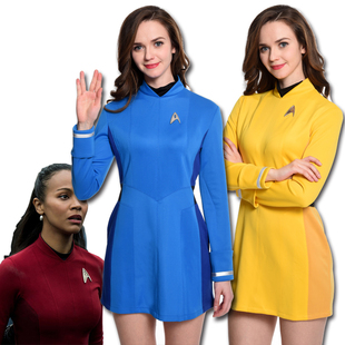 星际迷航3超越星辰StarTrekBeyond女主角cosplay红黄蓝服装连衣裙