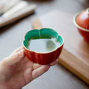 拓土故宫红茶杯陶瓷主人杯，家用高足花瓣杯单个人，杯品茗杯功夫茶具