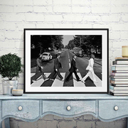 The Beatles甲壳虫乐队经典照片装饰画披头士复古过马路黑白挂画