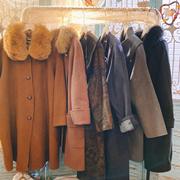 日本制古着vintage复古纯色双面羊绒羊毛呢子宽松大衣外套秋冬