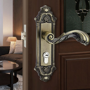 欧式门锁单舌锁具青古铜锌合金法式复古门锁轻奢卫生间孔距F135