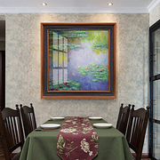 纯手绘油画莫奈睡莲世界名画，客厅装饰画玄关单幅餐厅卧室挂画风景