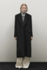 秋冬MassimoDutti女装 极简风黑色长版双排扣大衣06448555800