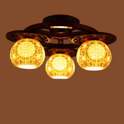 新中式吸顶灯古典大气餐厅卧室灯实木陶瓷灯具灯饰仿古创意灯