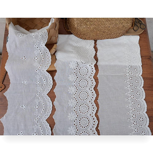 白色花朵棉线刺绣蕾丝服装，花边辅料diy窗帘家纺裙边拼接装饰布料
