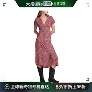 香港直邮潮奢luckybrand女士，印花系扣中长连衣裙