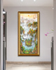 手绘山水风景聚宝盆油画玄关走廊过道入户现代简约装饰画竖版