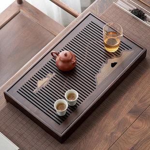 竹制茶盘圆形家用现代中式简约茶具托盘储水式茶台茶海干泡盘小型
