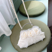 2022玫瑰花朵包包女宴会包复古(包复古)珍珠手拎晚宴，包仙女(包仙女)斜挎手提包
