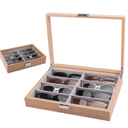 眼镜收纳盒多格大容量墨镜太阳眼镜盒子8格眼镜展示实木盒