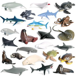 迷你仿真海洋动物玩具模型多肉微景观摆件鲸鲨鱼海狮蛋糕装饰